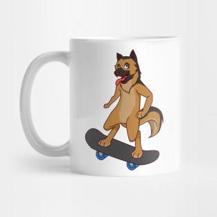 Cartoon shepherd dog riding skateboard Mug